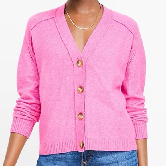LOFT Sweaters Nwt Loft Vneck Cardigan Barbie Pink Womens Size Xxl